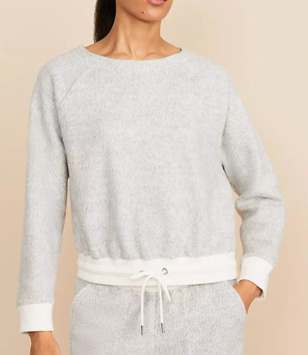 NEW LOU & GREY TEXTURED DRAWSTRING SWEATSHIRT SZ L